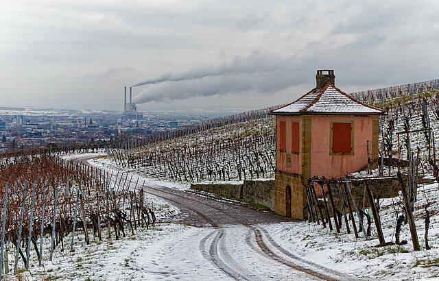 Heilbronner Weinberge mit Schnee
